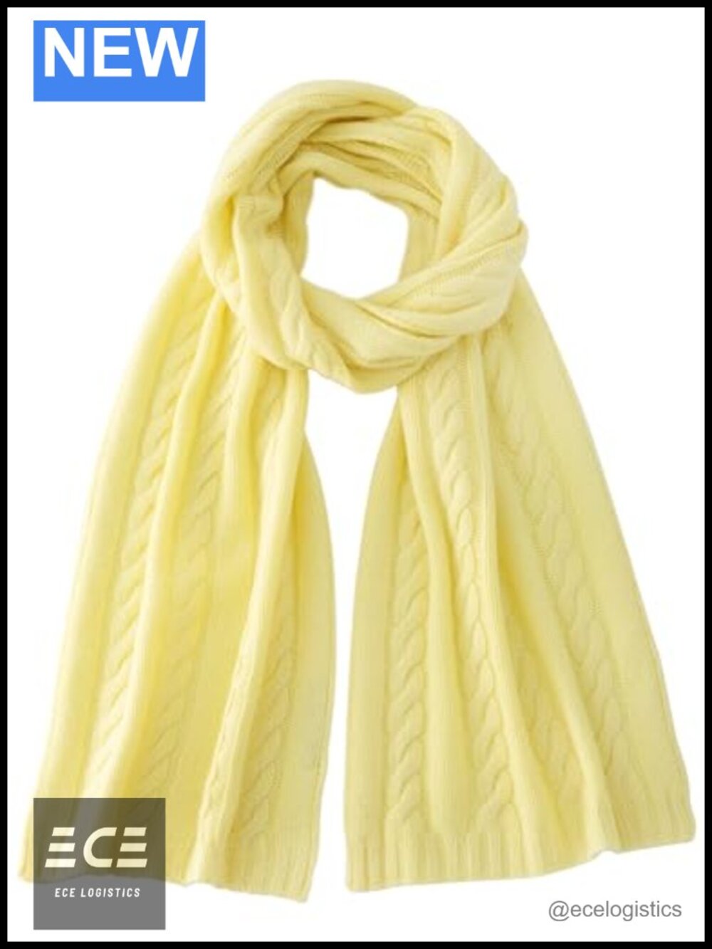 100% Cashmere Scarf Cable Stitch Lightweight Luxury Wrap
